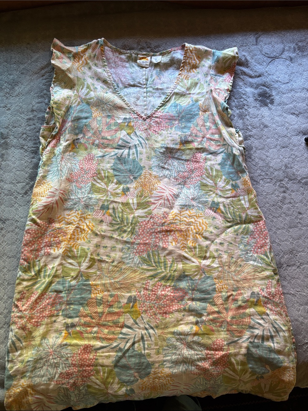 C&C California Pastel Floral V-Neck Dress in Pink, Blue, Green, Yellow
